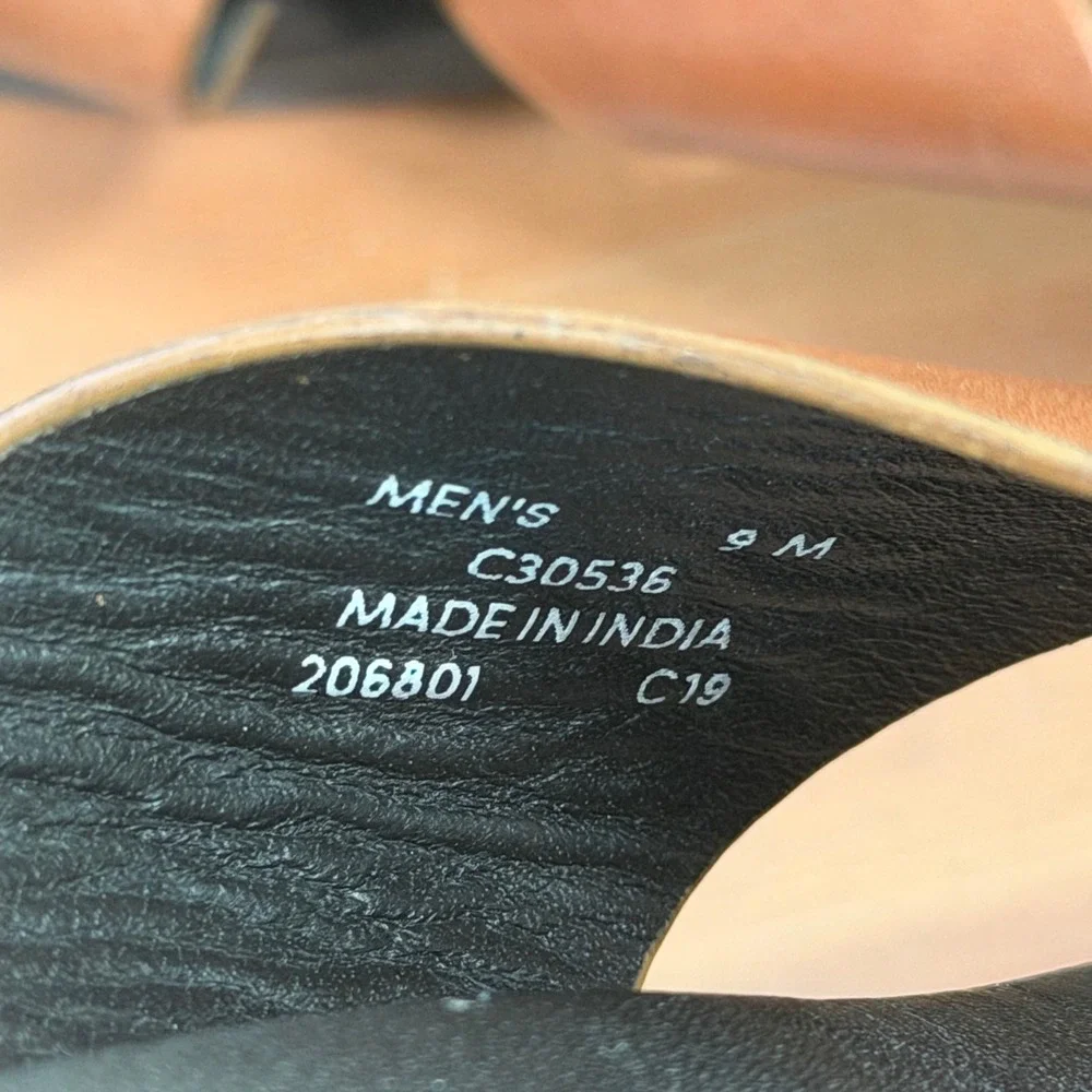 Cole Haan Mens Grand OS Cross Strap British Tan Leather Slide Sandals Size 9